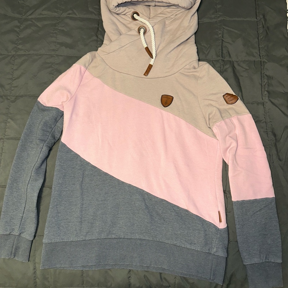 Wanakome Pink , Blue/Gray and taupe  Colorblock Hoodie